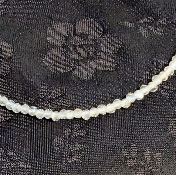 Genuine White Topaz Bracelet 2 mm Faceted White Topaz Beads 925 Sterling Silver - Picture 5 of 12